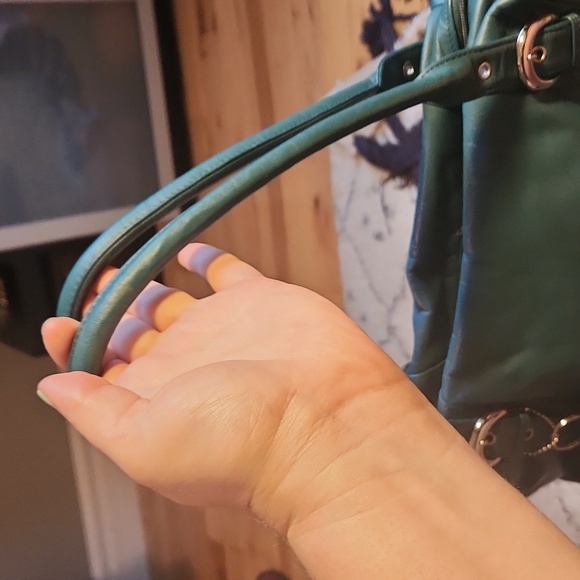 Soprano leather teal bag - Picture 4 of 11